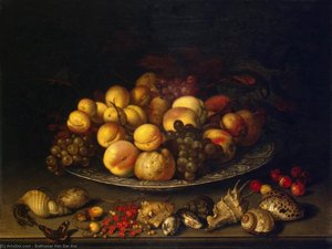 Plate With Fruits And Shells — Balthasar Van Der Ast