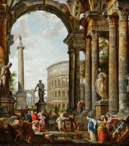 El Filósofo Diógenes Arrojando Su Cuenco — Giovanni Paolo Panini