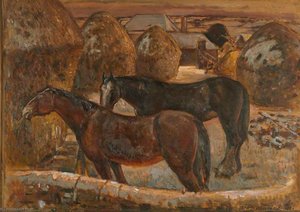 A Deeside Stackyard In Winter — David Macbeth Sutherland