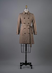 Oscar De La Renta, Tan Wool Blend Pinstriped Double-breasted Jacket — Viriato Fiallo