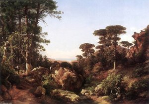 Forest Scene At Ailo In Corsica — Karoly Marko The Elder