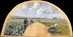 Fan Mount: Los Recogedores De Nabizas — Camille Pissarro