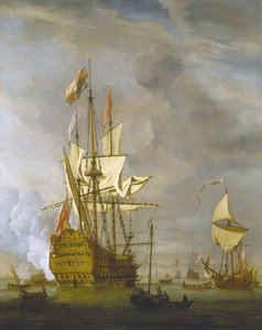 The English Ship 'royal Sovereign' With A Royal Yacht In A Light Air — Willem Van De Velde The Younger