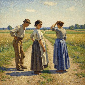 Sunlit Interlude In The Golden Meadow: A Neo-impressionist Study — Camille Caron