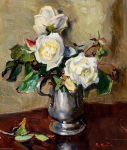 White Roses In A Pewter Mug — Rose Mead