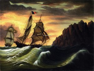 Ships Off A Rocky Coast — Thomas Chambers