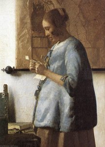 Woman In Blue Reading A Letter (detail) — Johannes Vermeer