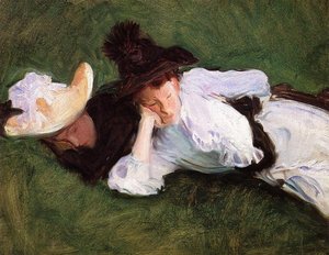 Dvě Dívky Ležící Na Trávě (známé Také Jako Dvě Dívky Na Zahradě) — John Singer Sargent