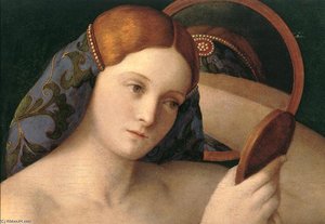 Naked Young Woman In Front Of The Mirror (detail) — Giovanni Bellini