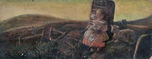 Girl And Lamb By A Gravestone — James Smetham