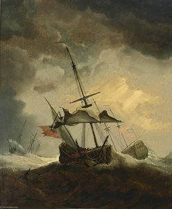 Small English Ship Dismasted In A Gale — Willem Van De Velde The Younger