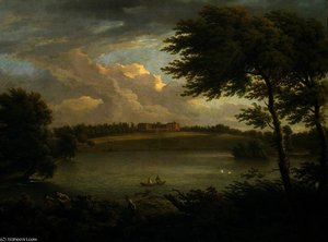 View Of Copped Hall In Essex, From Across The Lake — George Washington Thomas Lambert