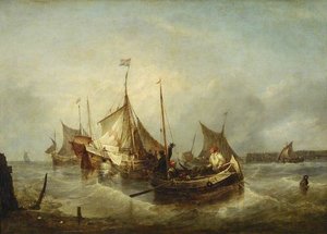 A Fishing Boat With Dutch Ships In A Harbour — Clarkson Frederick Stanfield