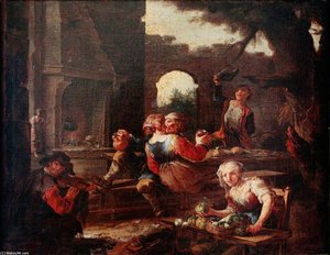 Peasants Drinking Scene — Giacomo Francesco Cipper