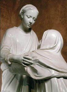 Visitation (detail) — Luca Della Robbia