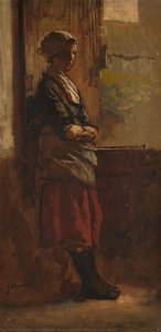 Meisje Bij Een Deuropening., Jacob Maris, 1870 - 1899 — Jacob Henricus Maris