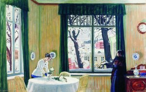 Interior In Winter — Boris Mikhailovich Kustodiev