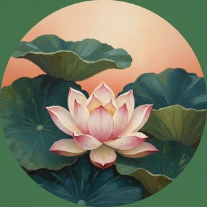 Ethereal Radiance Of The Blooming Lotus In A Serene Peach Dawn — Laurent Fontaine