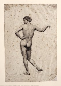 Male Nude Back With The Arm Extended — Mariano Fortuny Y Marsal