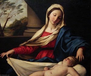 Madonna Adoring The Child (detail) — Giovanni Salvi Da Sassoferrato
