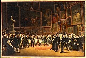 Charles X Distribuant Des Recompenses Aux Artistes Exposants Du Salon De 1824 Au Louvre, Le 15 Janvier 1825 — François Joseph Heim