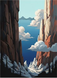 Monolithic Gateway To The Cerulean Horizon: A Singular Monumental Vision In Earth And Sky — Laurent Fabre