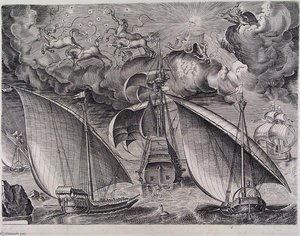 Bătălia Dintre Două Galeote Și Delfini — Pieter Bruegel Cel Bătrân