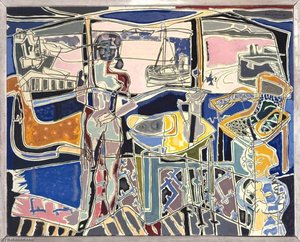 Harbour Window With Two Figures, St Ives July 1950 — Patrick Heron