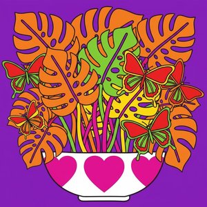Simfonie Botanică Vibrantă În Violet Și Aur: O Capodoperă Unică De Bucurie — Caroline Pelletier