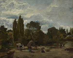 Flailing Turnip Heads, East Bergholt — John Constable