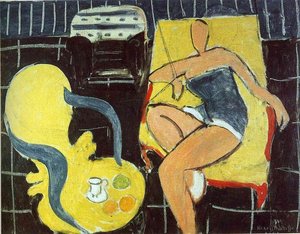 Dancer And Rocaille Armchair On A Black Background — Henri Matisse