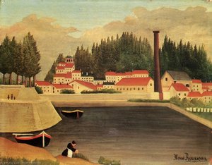 Village Near A Factory — Henri Julien Félix Rousseau (le Douanier)