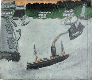 St Ives Harbour And Godrevy (recto) — Alfred Wallis