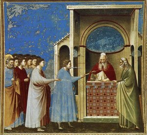 No. 9 Szenék Mária Életéből: A Rodok Felmutatása Templomba — Giotto Di Bondone