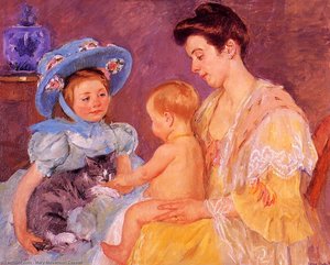 Kinder Spielen Mit Einer Katze — Mary Stevenson Cassatt