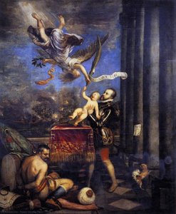 Filippo Ii Che Offre Don Fernando Alla Vittoria — Tiziano Vecellio