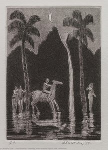 Untitled (rider And Two Figures With A Waterfall) — Carlos Almaraz