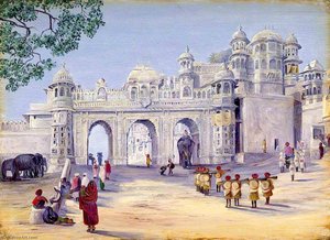 Porte Du Palais. Oodipore. Janr. 1879 — Marianne North