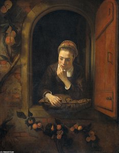 Meisje Aan Het Venster, Bekend Als 'de Peinzende' — Nicolaes Maes