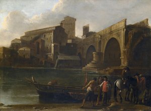 View Of The Tiber From The Pons Aemilius With San Salvatore Church — Jan Both