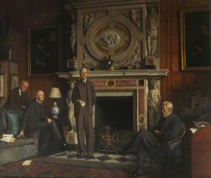 Group Portrait Of James (1861–1947), 4th Marquess Of Salisbury And His Brothers, Robert (1864–1958), Viscount Cecil Of Chelwood Lord William Cecil (1863–1936), Bishop Of Exeter Lord Hugh Cecil (1869–1956), Baron Quickswood James, Honorary Fellow (192.... — Frederick Hawkesworth S Shepherd
