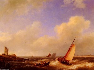 The Scheldt River At Flessinghe — Johannes Hermanus Koekkoek