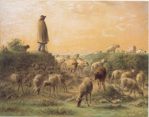 Shepherd Minding His Sheep — Jean-françois Millet