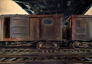 Freight Cars Under A Bridge — Charles Burchfield