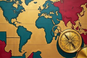 Cartographic Reverie In Azure & Gold — Jacques Villedieu