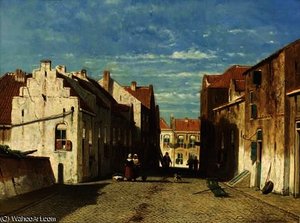 Figures In The Streets Of Rhenen — Jan Weissenbruch