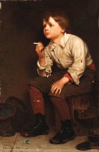 Shoeshine Boy Smoking — John George Brown