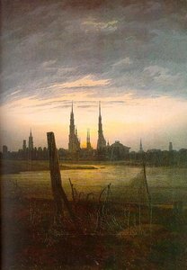 Stadt Bei Mondaufgang — Caspar David Friedrich