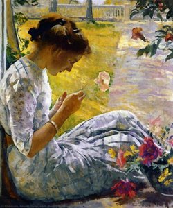 Mercie Cutting Flowers — Edmund Charles Tarbell