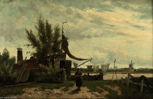 By The Canal — Johannes Hermanus Koekkoek